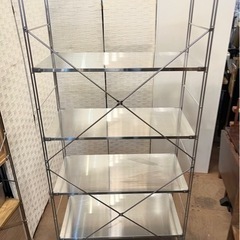 《売約済》【武蔵小山店】 MUJI 無印良品 無印 ステンレスユニットシェルフ ステンレス棚セット ワイド 大 ユニットシェルフ オープンシェルフ ステンレス 検）家具 収納家具 スチールラックの画像