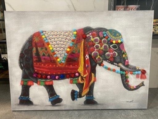 (ID36)絵画　エレファント　カラー　インテリア　現状品