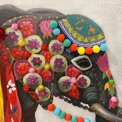 (ID36)絵画　エレファント　カラー　インテリア　現状品の画像