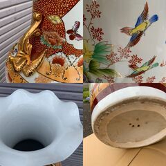 飾り壺 高さ133cm 大型花瓶 金彩 鳳凰 孔雀 龍 雀 牡丹 薔薇 中国美術？ 豪華 骨董 飾り壺 高さ133cm 大型花瓶 金彩 鳳凰 孔雀 龍 雀 牡丹 薔薇