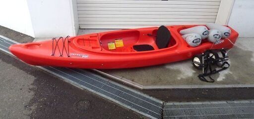 札幌市/清田区 Perception/パーセプション フィッシングカヤック SOUND10.5 レッド ポリエチレン製 アウトドア ドーリー付