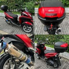 【普通免許仕様もOK】トリシティ125 SE82J BEAMSサイレンサー GIVIケース グリップヒーター 3.6万km台★TRIX★の画像