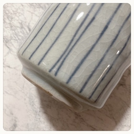 ご購入者様決定꒰未使用꒱貫入 縦縞模様 夫婦湯呑み茶碗 和柄 焼き物 陶磁器 ペア茶碗