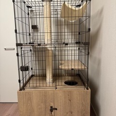 猫用ケージ　3段　爪研ぎ、キャスター 付き