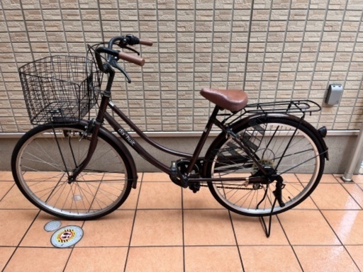 ☆中古☆鍵付 ギア付 6段変速ギア dixhuit ブラウン 自転車 本体 