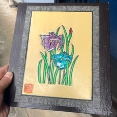 花　壁掛け飾り　ガラス　ステンドグラス　中古の画像