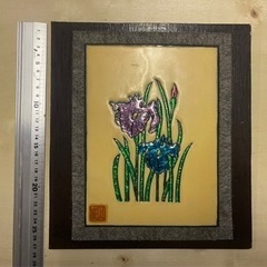 花　壁掛け飾り　ガラス　ステンドグラス　中古の画像