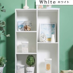 【新品／未組立品】フリーボックス5段 ホワイト 白 大容量カラーボックスの画像