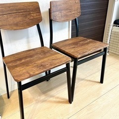 ダイニングチェア　２脚　木　アイアン
