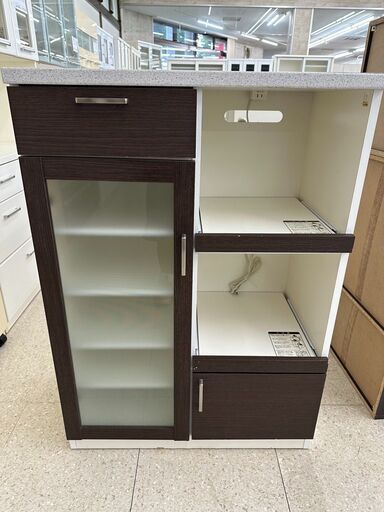 ★ジモティ割あり★  食器棚 茶 H113.5×D44.5×W80 クリーニング済み TJ7301