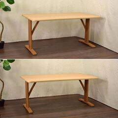 ≪yt1497ジ≫ アウトレット家具 ダイニングテーブル 幅160cm 高さ2段階 試作サンプル品 W160xD90 ナチュラル/モダン/シンプル/おしゃれ/2本脚/宮城県仙台市 60503-06の画像