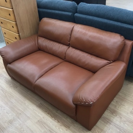 ★ジモティ割あり★ ソファ　革　ブラウン　 H74×W150×D89 クリーニング済み KJ5559