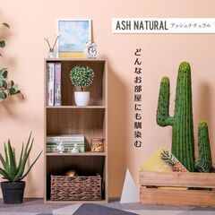 【新品／未組立品】カラーボックス 3個セット アッシュナチュラル 木目調 3段ボックス 本棚 収納棚 オープンラックの画像