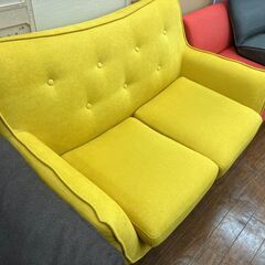2Pソファ イエローカラー  No.1280● ※現金、クレジット、スマホ決済対応
