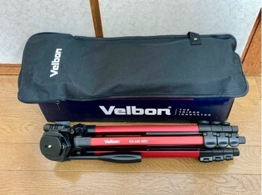 Velbon 三脚 レバー式 EX-440 RED 4段 小型 3Way雲台クイックシュー付き アルミ製