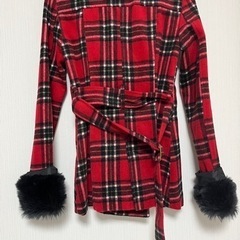 夢展望 赤チェックの冬コート  試着のみの画像