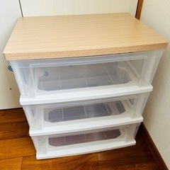 木目天板プラスチックチェスト