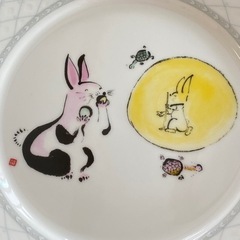 美品 Snow Bone China HAENG NAM 飾り皿 陶器 干支 うさぎの画像