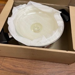 ホーロー　鍋　中が見える蓋（赤いバラ模様）の画像