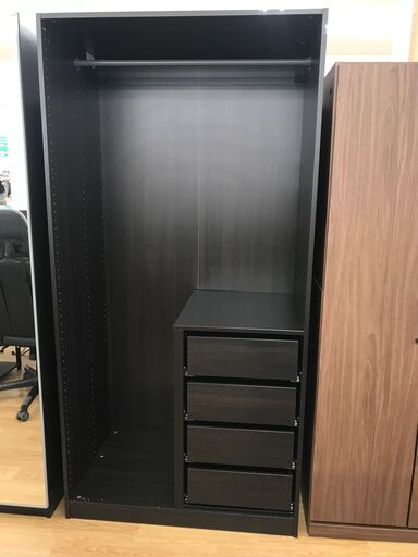 ★ジモティ割あり★ IKEA クローゼット ダークブラウン H202×W100×D58 クリーニング済み KJ5595