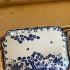 【昭和レトロ】萩窯　染付 唐子　うつわセットの画像