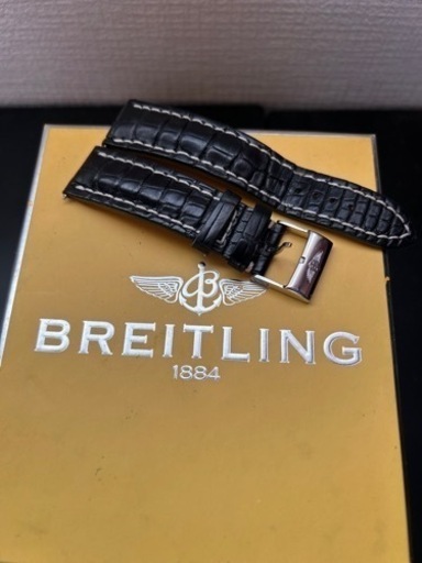 BREITLING ブライトリング　クロノマット エボリューション 純正品　レザーベルト　ワニ革22-20mm白糸×ブラックベルト