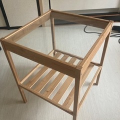 小さめのサイドテーブル　コーヒーテーブル　白木+ガラス天板の画像