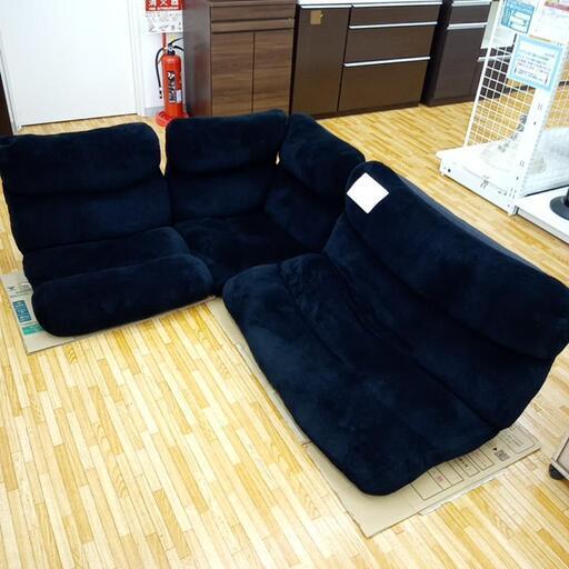 ★ジモティ割あり★ 座椅子3点セット　ソファー　ブラック　クリーニング済　YJ3143