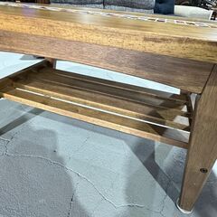 ★センターテーブル★ ガラスタイル モザイクタイル 楕円 木製 レトロモダン ポップ ラック付き W900の画像