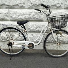 中古 自転車 26インチ 白色 ママチャリ