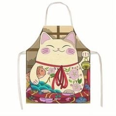 人招き猫のエプロン（熊
