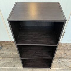 ３段カラーボックス（ダークブラウン）の画像