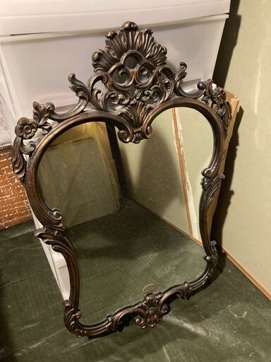 ◆人気の昭和レトロインテリア◆日本製◆イタリアンミラー　壁掛け鏡 　レトロアンティーク 中古◆希少デザイン♪