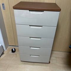 取引中　木目調　チェスト　5段