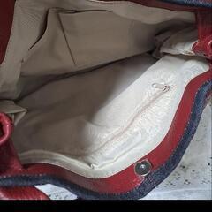 デニム風 花刺繍 トートバッグの画像