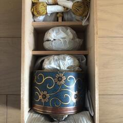 九谷　香炉　香合　風鎮　手描き　青粒　金彩　昭和当時物　陶磁器　床の間揃えの画像