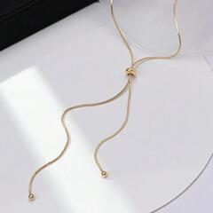 新品 蛇骨チェーンネックレス アジャスタブル 硬化防止加工 首元...