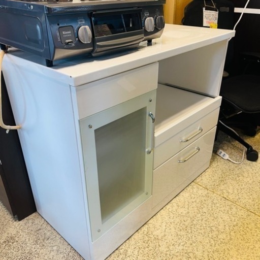 《売約済》【武蔵小山店】 レンジ台　レンジボード　レンジカウンター　カウンターボード　食器棚　白　ホワイト　キッチン　収納　キッチンボ