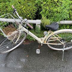 自転車　No.1512　シティサイクル　ママチャリ　27インチ　6段切替　クリーム　【リサイクルショップどりーむ鹿大前店】