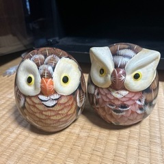 フクロウ　飾り物　貯金箱　2個