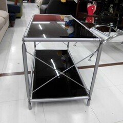 テレビ台 ガラス製 幅81×奥行39×高さ46.5cm ブラック TV台 TVボード 家具 苫小牧西店 の画像