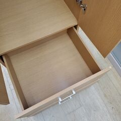 スリム ワードローブ クローゼット ハンガーラック ナチュラル 木目模様 引き出し2個■横幅60cm×奥行55cm×高さ180㎝■買取帝国 朝霞店 配達可能の画像