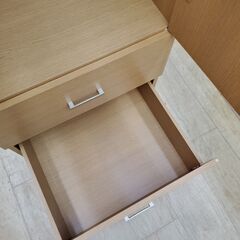 スリム ワードローブ クローゼット ハンガーラック ナチュラル 木目模様 引き出し2個■横幅60cm×奥行55cm×高さ180㎝■買取帝国 朝霞店 配達可能の画像