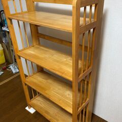 オイル塗装イエローパイン材 折りたたみシェルフの画像