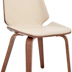 【美品】【残り１脚】 アルメンリビング(Armen Living) ダイニングチェア  クリーム/ウォルナット フェイクレザーの画像
