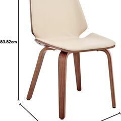 【美品】【残り１脚】 アルメンリビング(Armen Living) ダイニングチェア  クリーム/ウォルナット フェイクレザーの画像