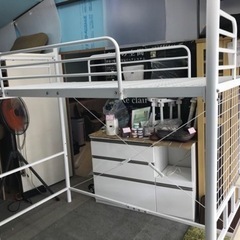 ニトリ シングル 2段階式 階段付ロフトベッド フレーム 空間活用 ホワイト