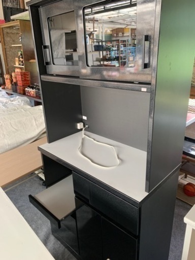 美品 ブラックレンジボード　キッチンボード　食器棚　ブラック