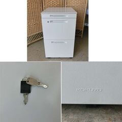 コクヨ サイドワゴン 3段 ホワイト 鍵付き キャスター付き 袖机 キャビネット オフィス家具 KOKUYO 札幌市 西区 西野店の画像