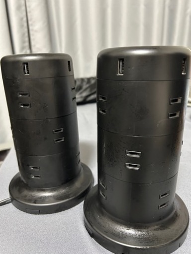 エレコム 電源タップ タワー型 延長コード [ 12個口 \u0026 USB×5ポート ] 固定パーツ付 雷ガード ほこりシャッター 2m ブラック ECT-0720BK